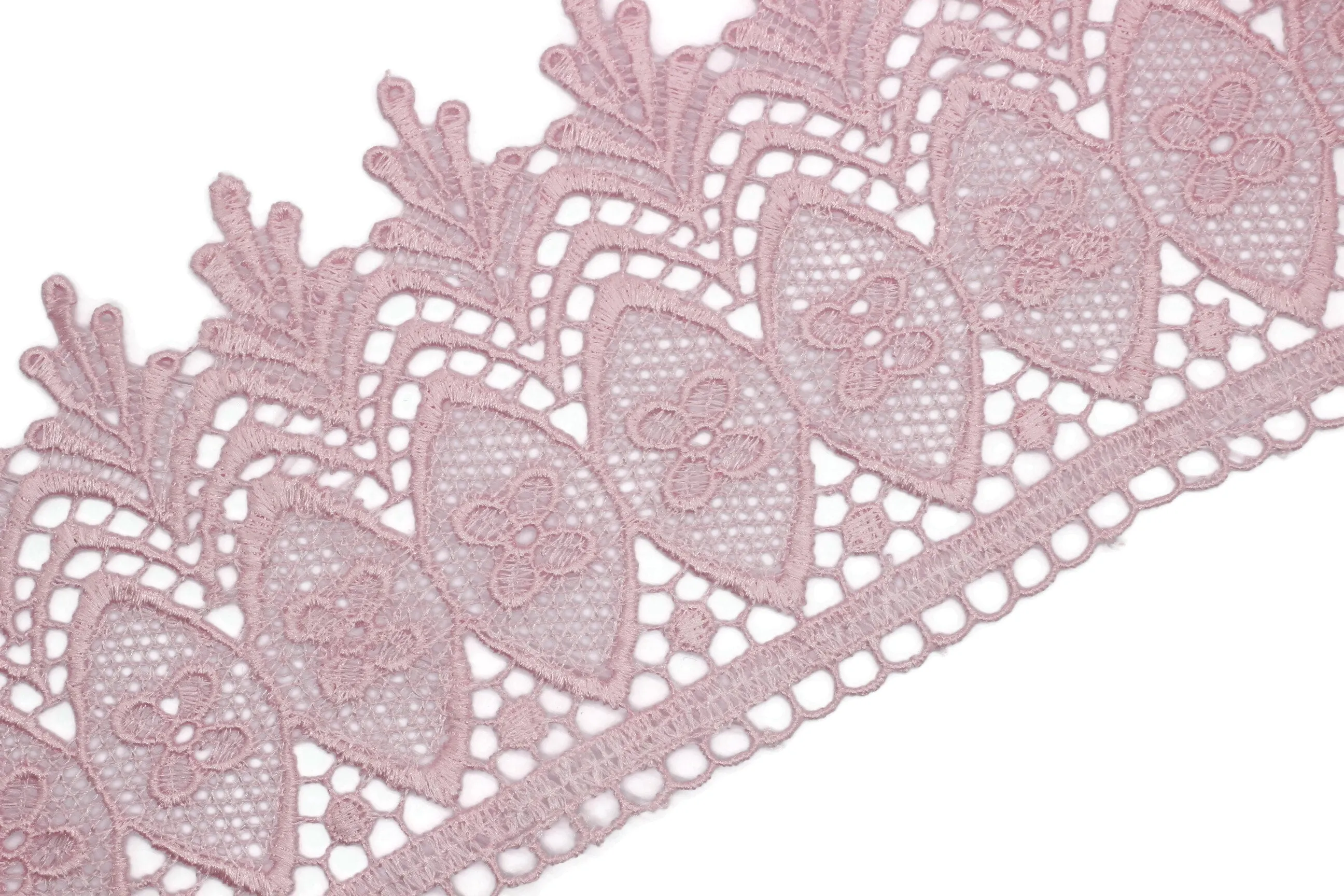 100mm 8 Mt. Pastel Pink Bridal Guipure Lace Trim | 3.93 Inches Wide Lace Trim | Geometric Bridal Lace | French Guipure | Lace Fabric TRM100