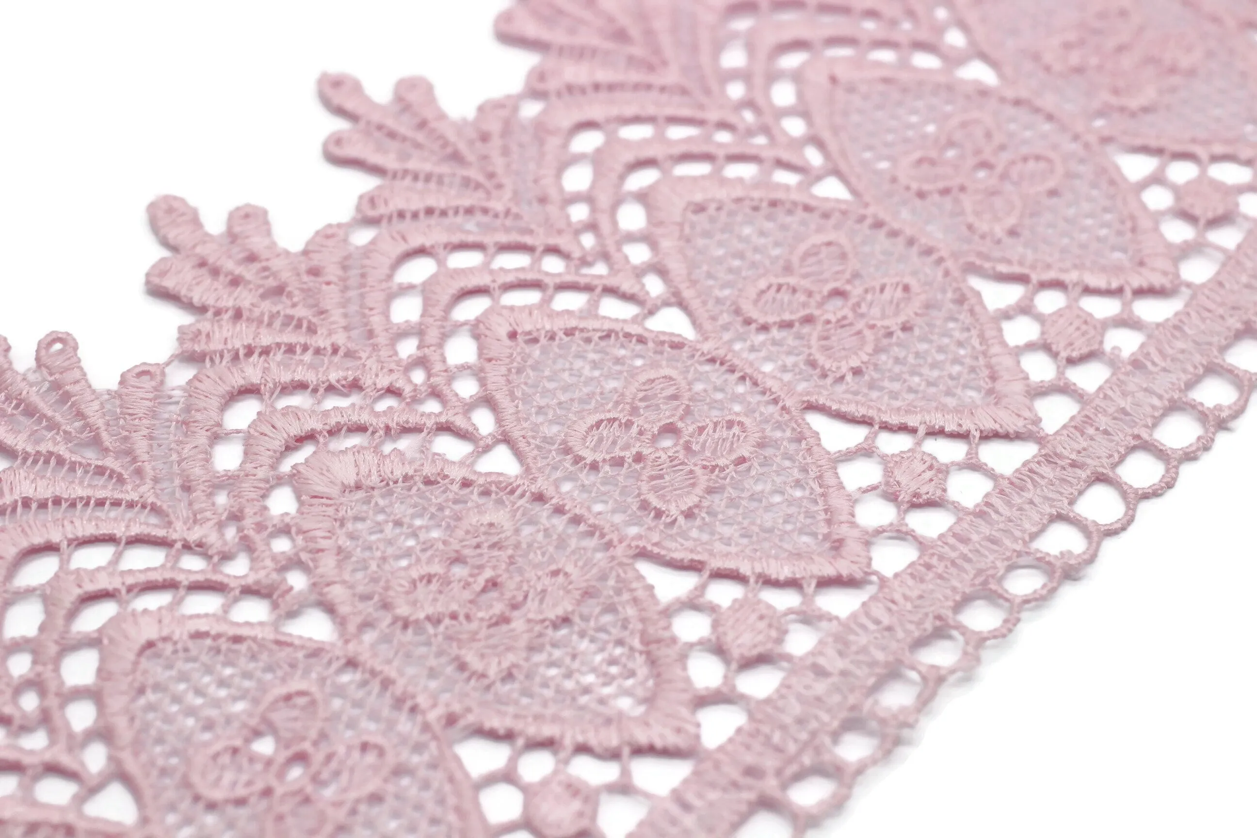 100mm 8 Mt. Pastel Pink Bridal Guipure Lace Trim | 3.93 Inches Wide Lace Trim | Geometric Bridal Lace | French Guipure | Lace Fabric TRM100