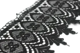 104mm 8 Meters Black Bridal Guipure Lace Trim | 4.11 Inches Wide Lace Trim | Geometric Bridal Lace | French Guipure | Guipure Lace Fabric