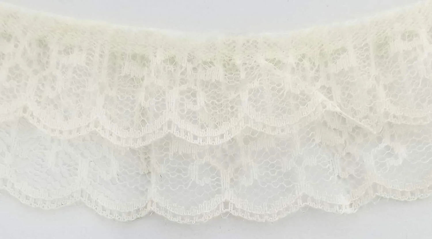 2" Ruffled Gathered Lace Two Tier Trimming - 9 Total Yards - Color Options!