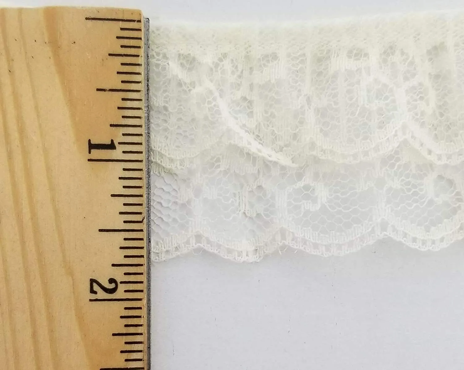 2" Ruffled Gathered Lace Two Tier Trimming - 9 Total Yards - Color Options!