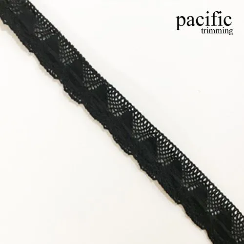 3/4 Inch Black Cotton Lace Trim LA19704