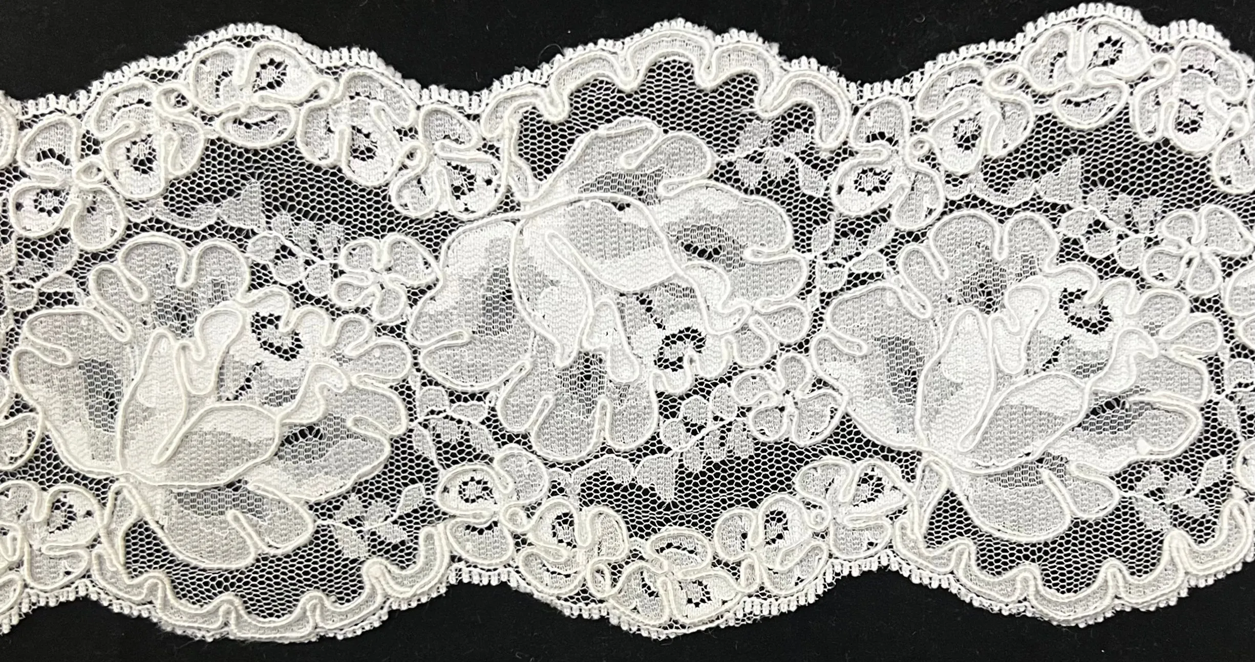 3.5" Corded Bridal Embroidered Lace Trimming - 1 Yards!