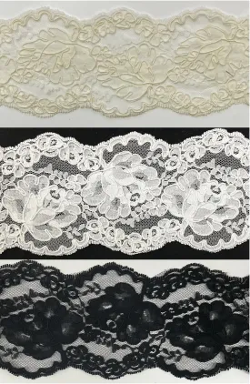 3.5" Corded Bridal Embroidered Lace Trimming - 1 Yards!