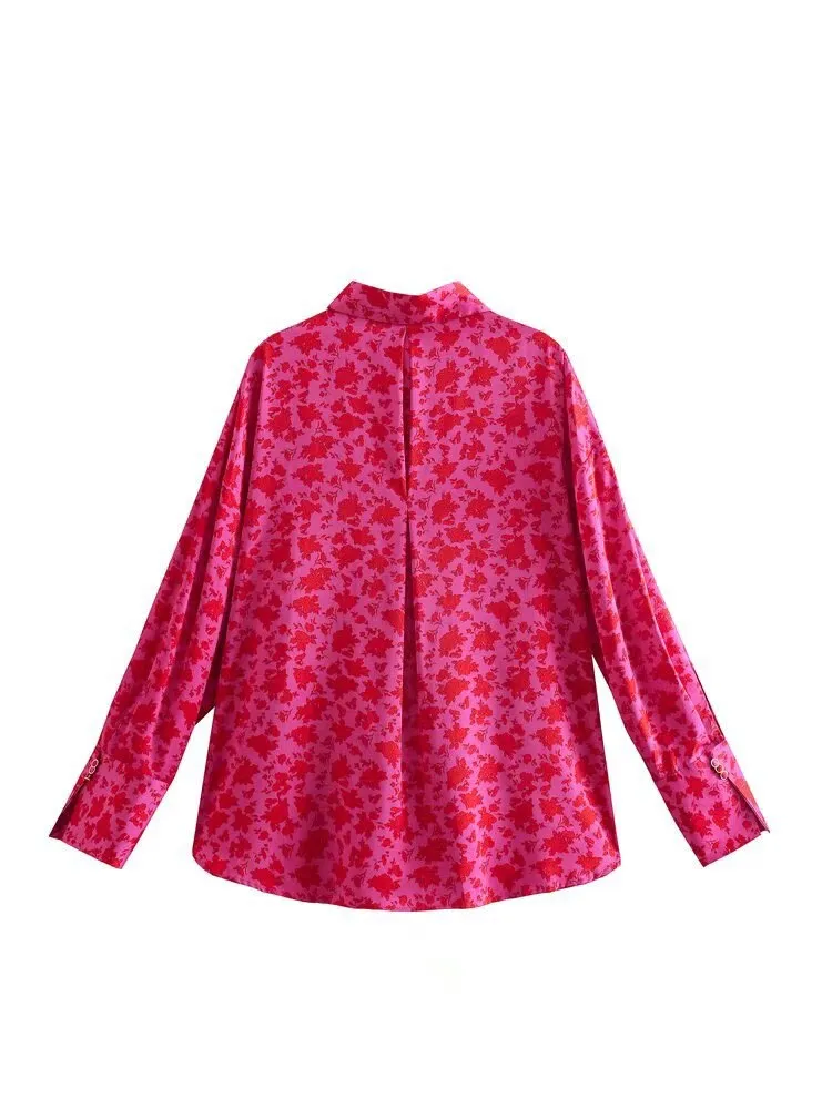 Amy Fashion - Chic Lady Long Sleeve Floral Print Blouses