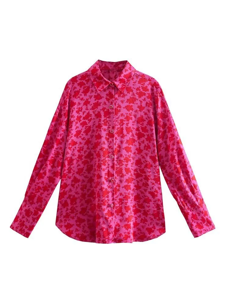 Amy Fashion - Chic Lady Long Sleeve Floral Print Blouses