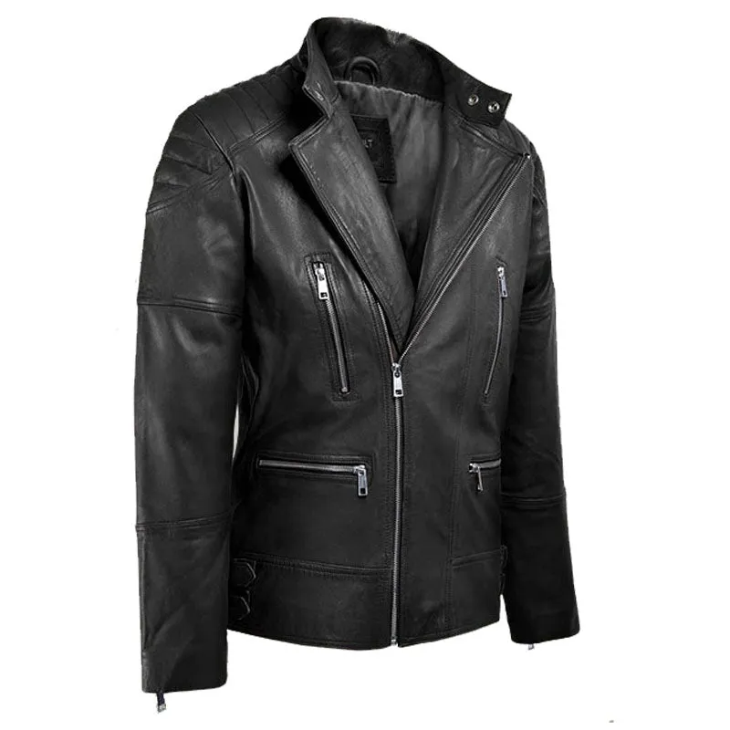 Best Genuine Quality Shotgun Fashion Black Moto Biker Leather Jacket