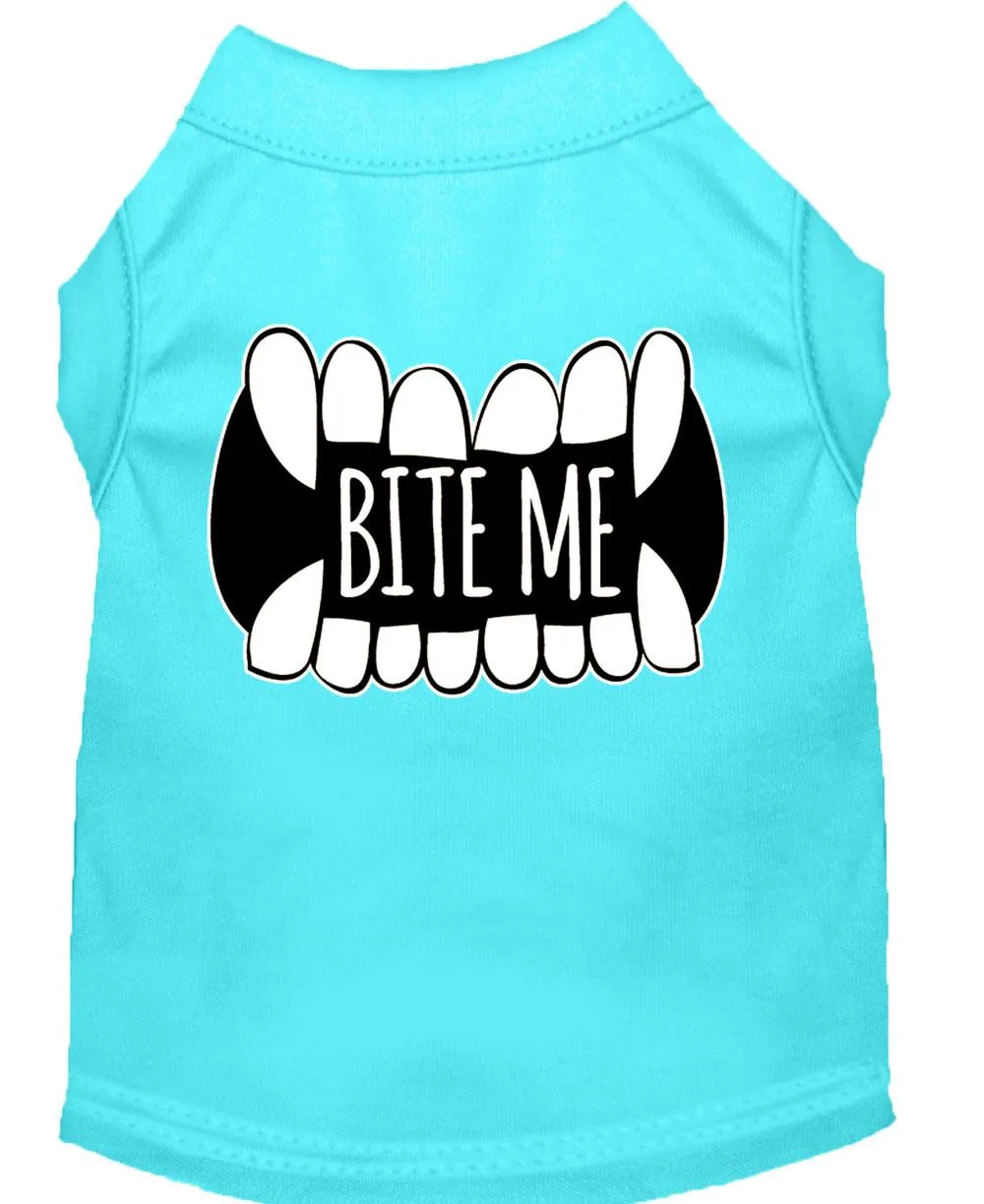 Bite Me Screen Print Dog Shirt Aqua Xs (8)