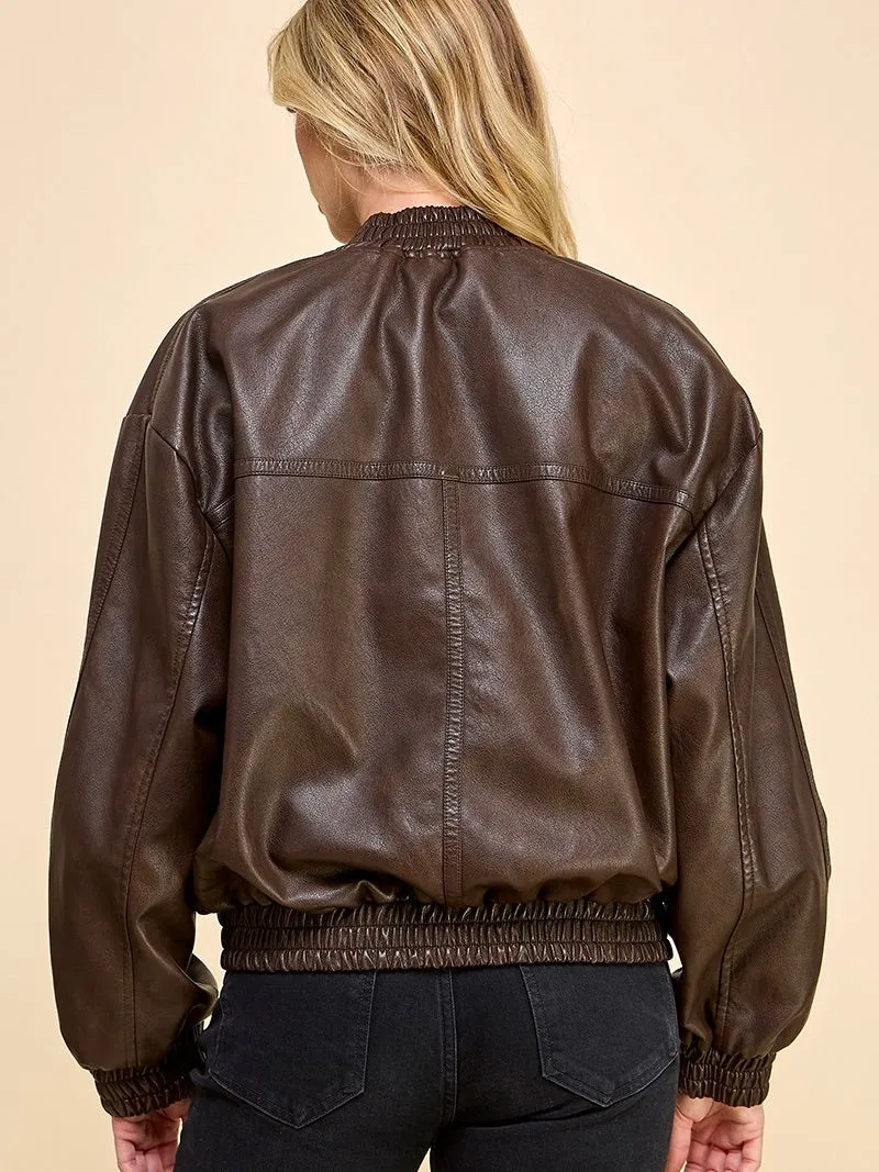 Bobbi Faux Leather Bomber Jacket