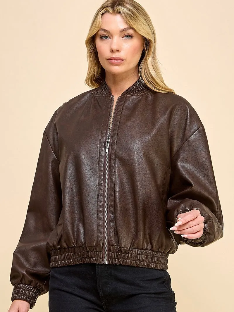 Bobbi Faux Leather Bomber Jacket