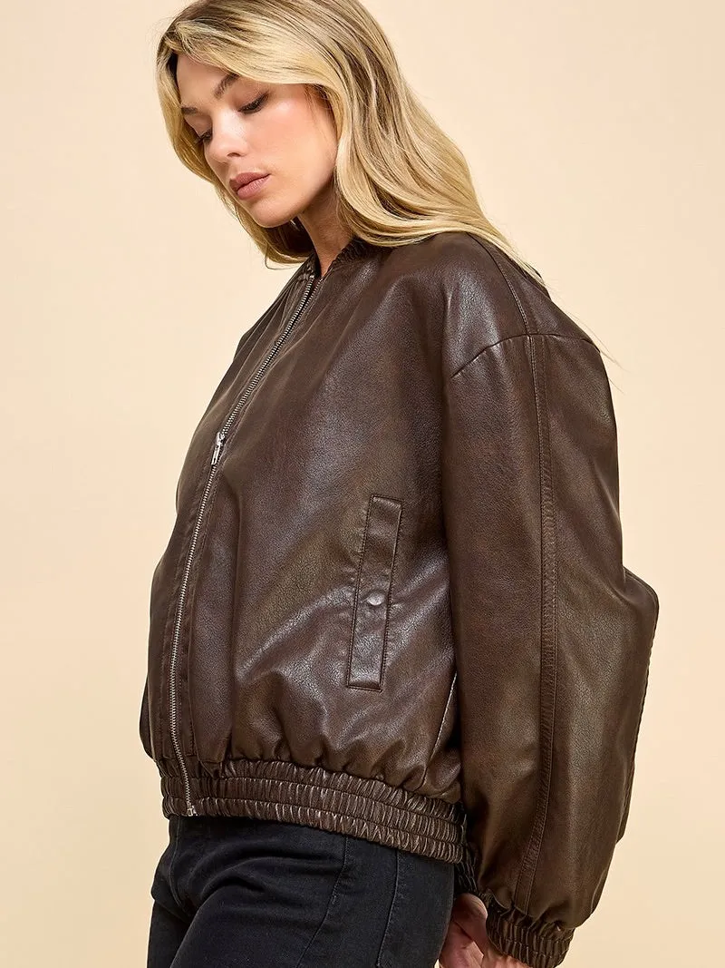 Bobbi Faux Leather Bomber Jacket