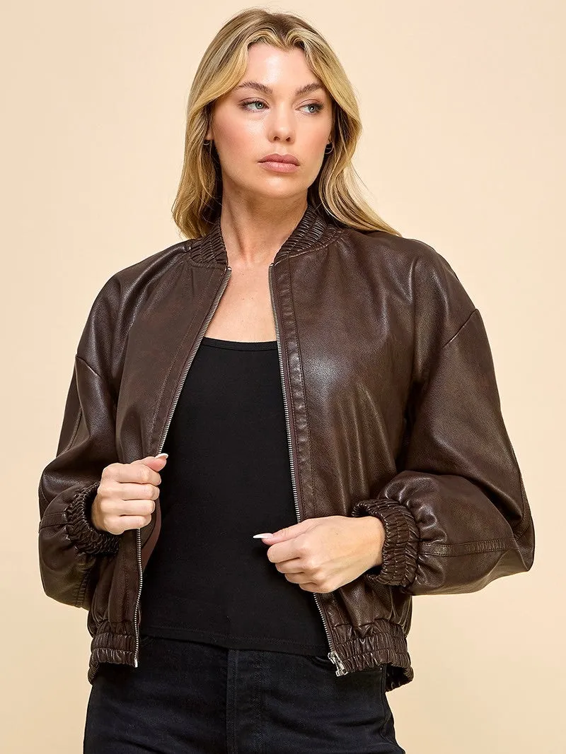 Bobbi Faux Leather Bomber Jacket