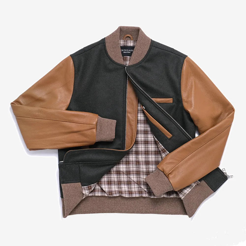 Bomber Jacket - Olive/Cognac