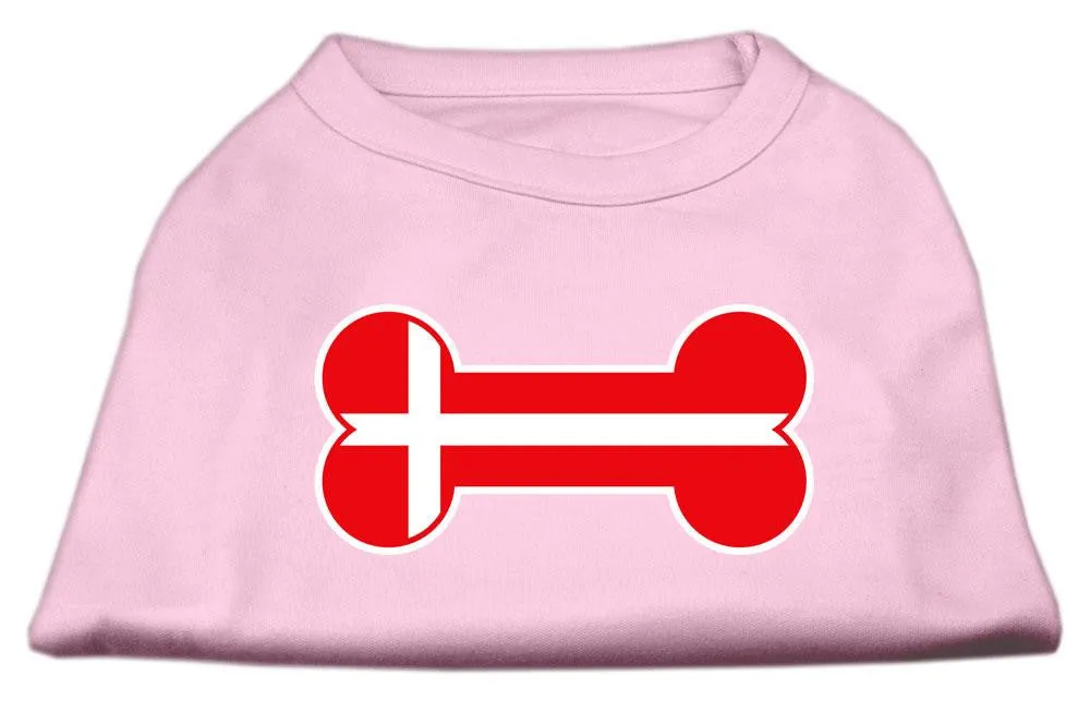 Bone Shaped Denmark Flag Screen Print Shirts Light Pink L (14)