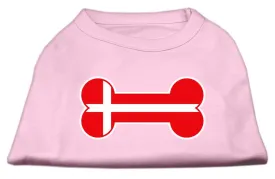 Bone Shaped Denmark Flag Screen Print Shirts Light Pink L (14)