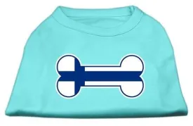 Bone Shaped Finland Flag Screen Print Shirts Aqua L (14)