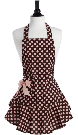 Brown and Pink Polka Dot Josephine Apron