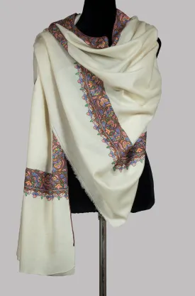 Certified Border Sozni Pure Pashmina/Cashmere Scarf/Shawl,Handwoven on Hand loom & Hand Embroided in Kashmir, Luxury, Masterpiece.