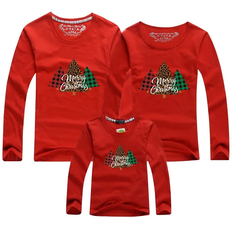 Christmas Pajamas Matching Family Pyjamas Father Mother Kid Outfits Red T-Shirt Cute  Clothes For  Gifts