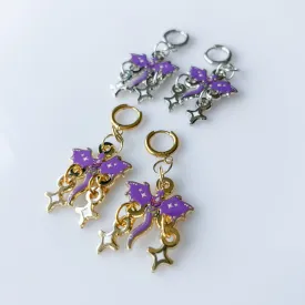 DISCOUNTED - PURPLE LILAC LAVENDER DRAGON METAL EARRINGS