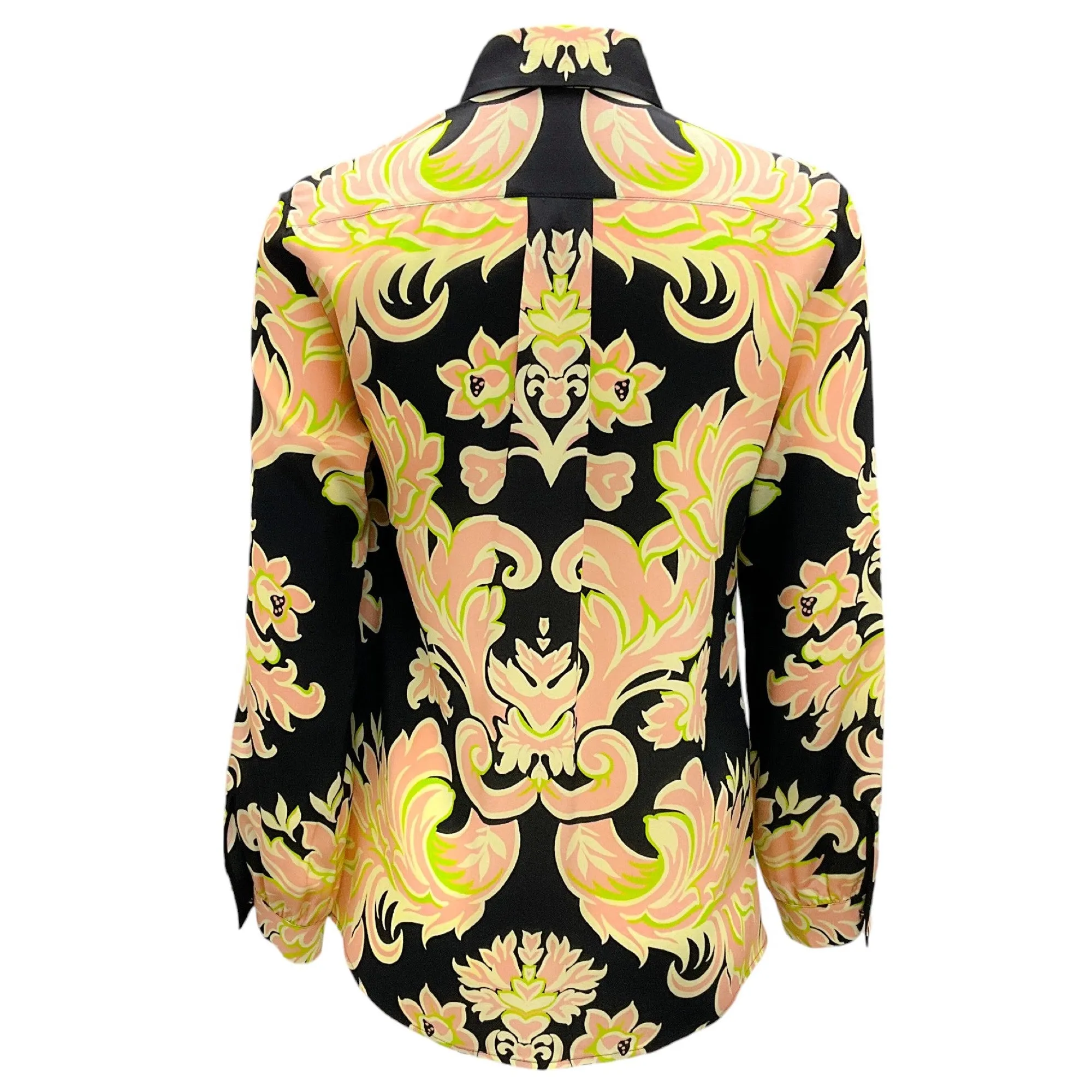 Etro Black / Pink Multi 2023 Printed Button-down Silk Blouse