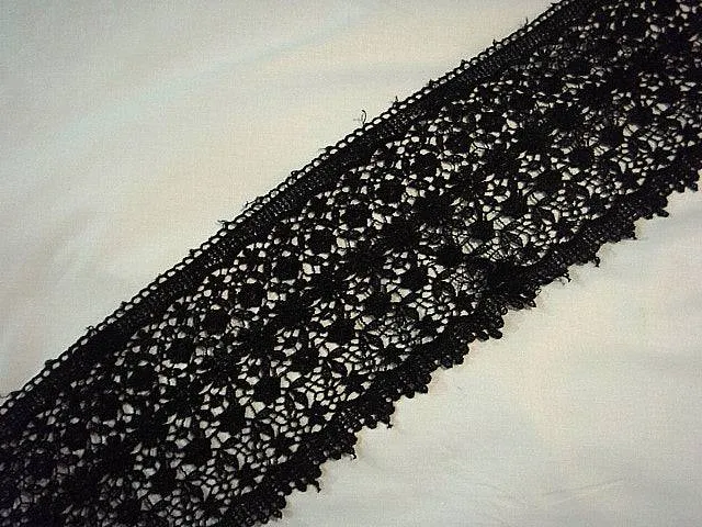 Guipure Lace Trim - 140mm Wide Black