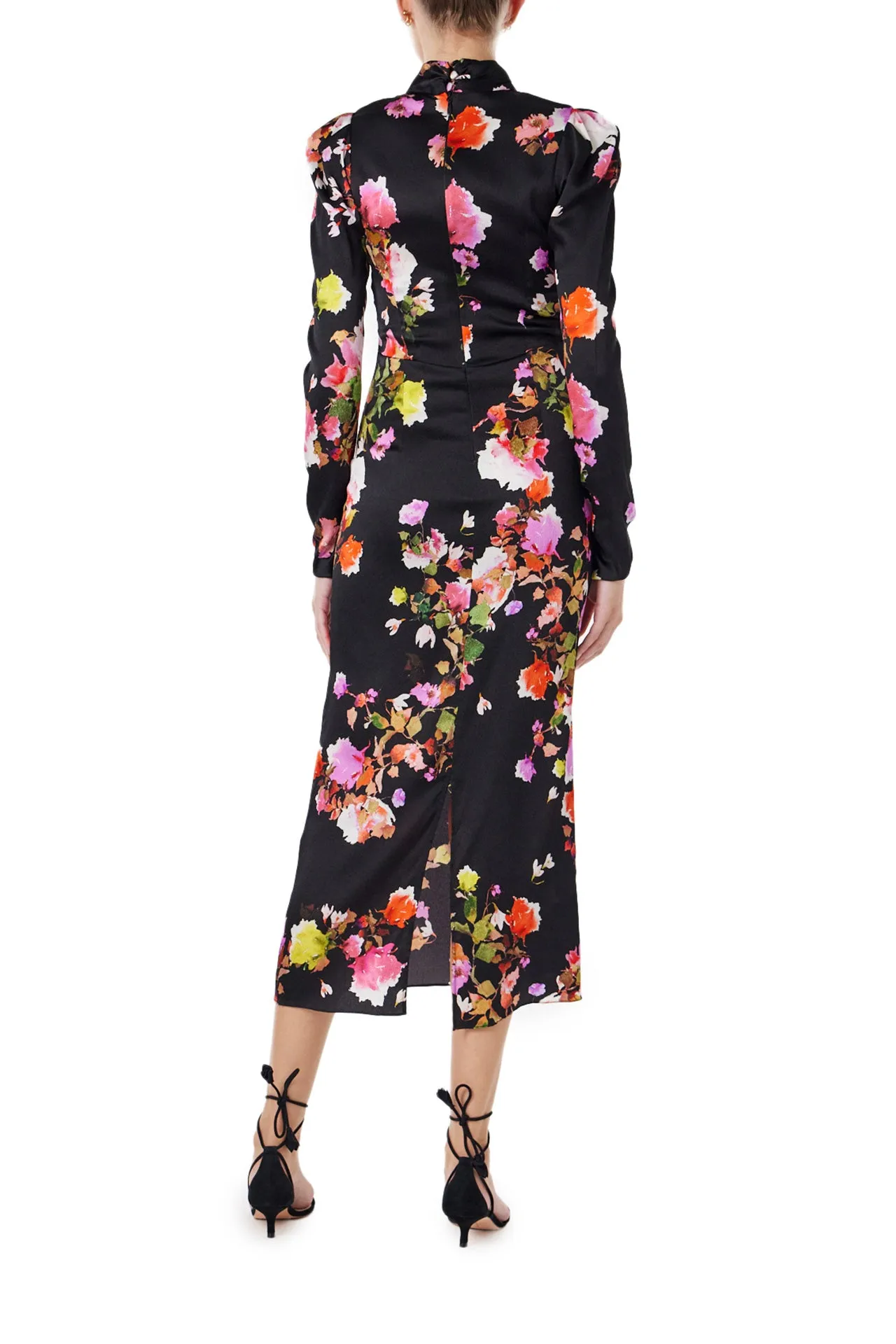 High Neck Floral Midi Dress