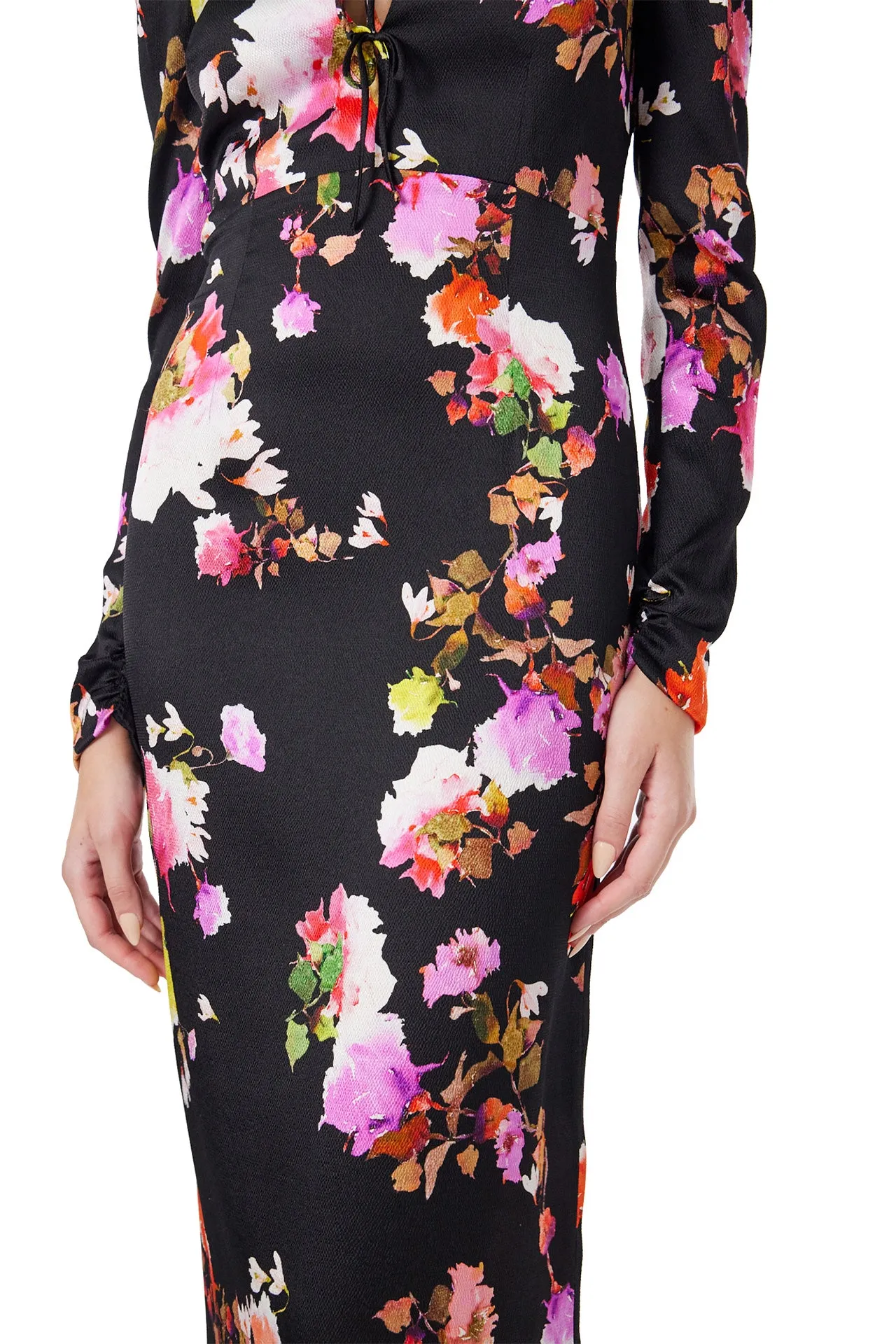 High Neck Floral Midi Dress