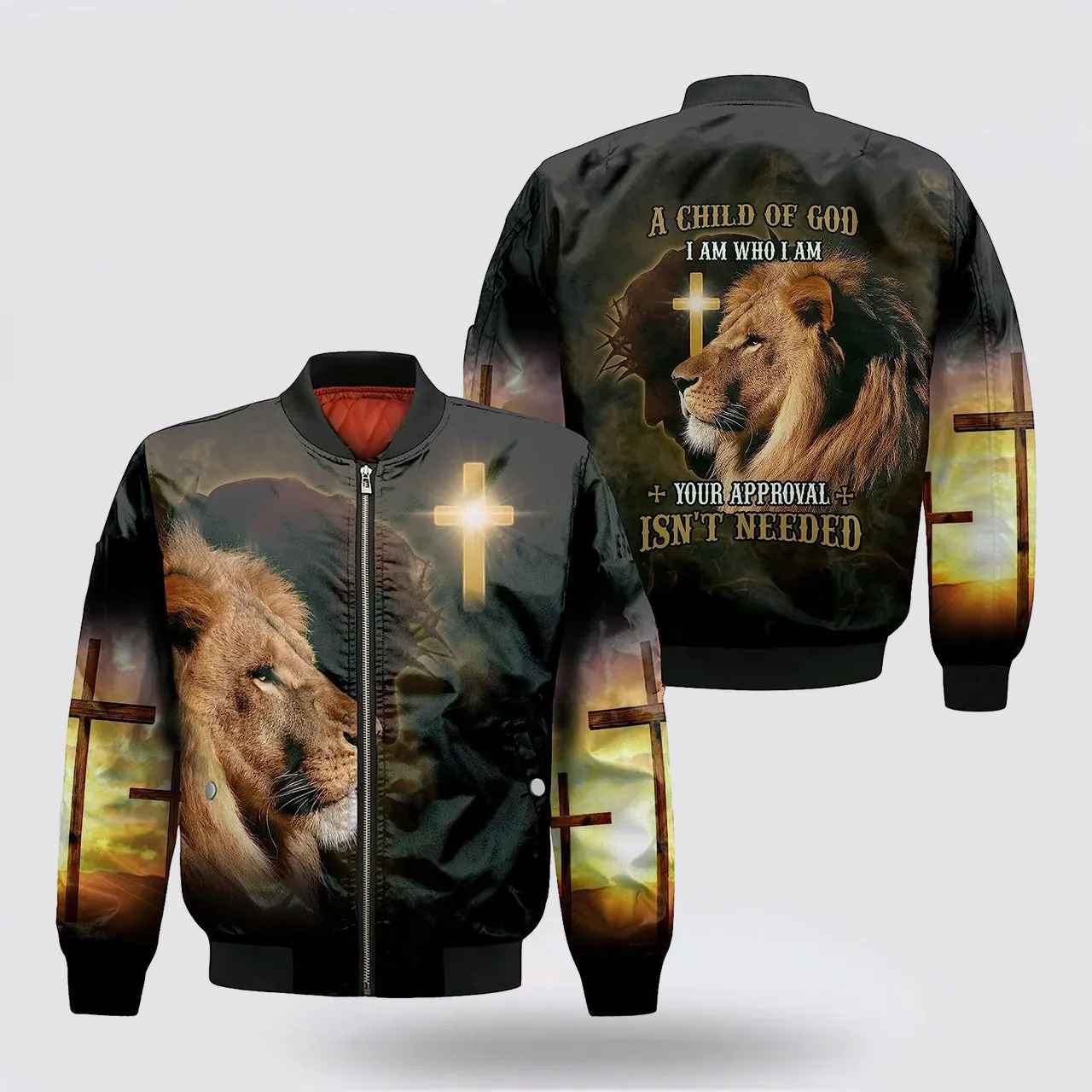 Jesus Christ Lion Cross A Child Of God Bomber Jacket - Jesus Shirt for Men Women