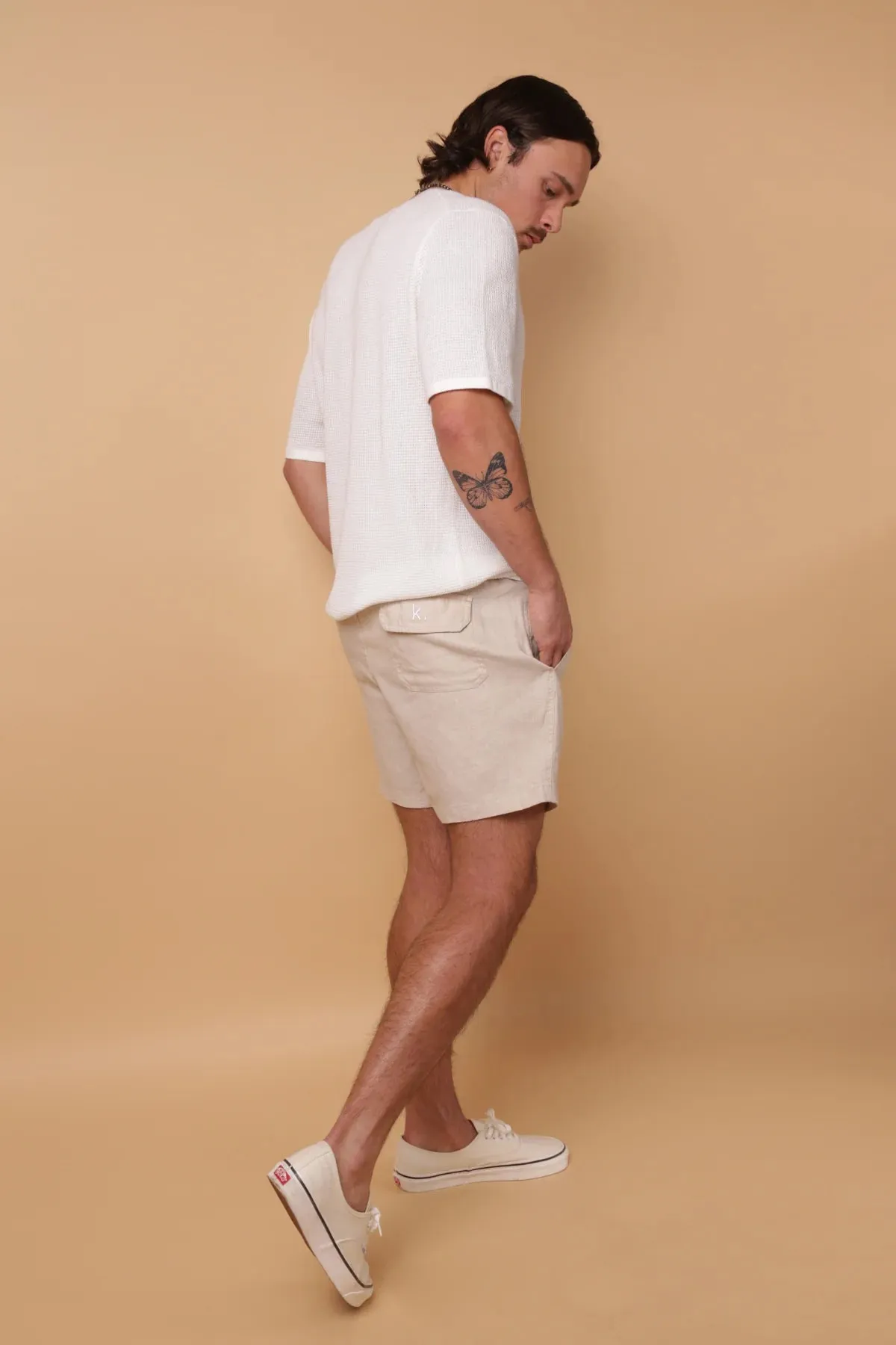 Amalfi Linen Shorts by KORE STUDIOS in Hay Color