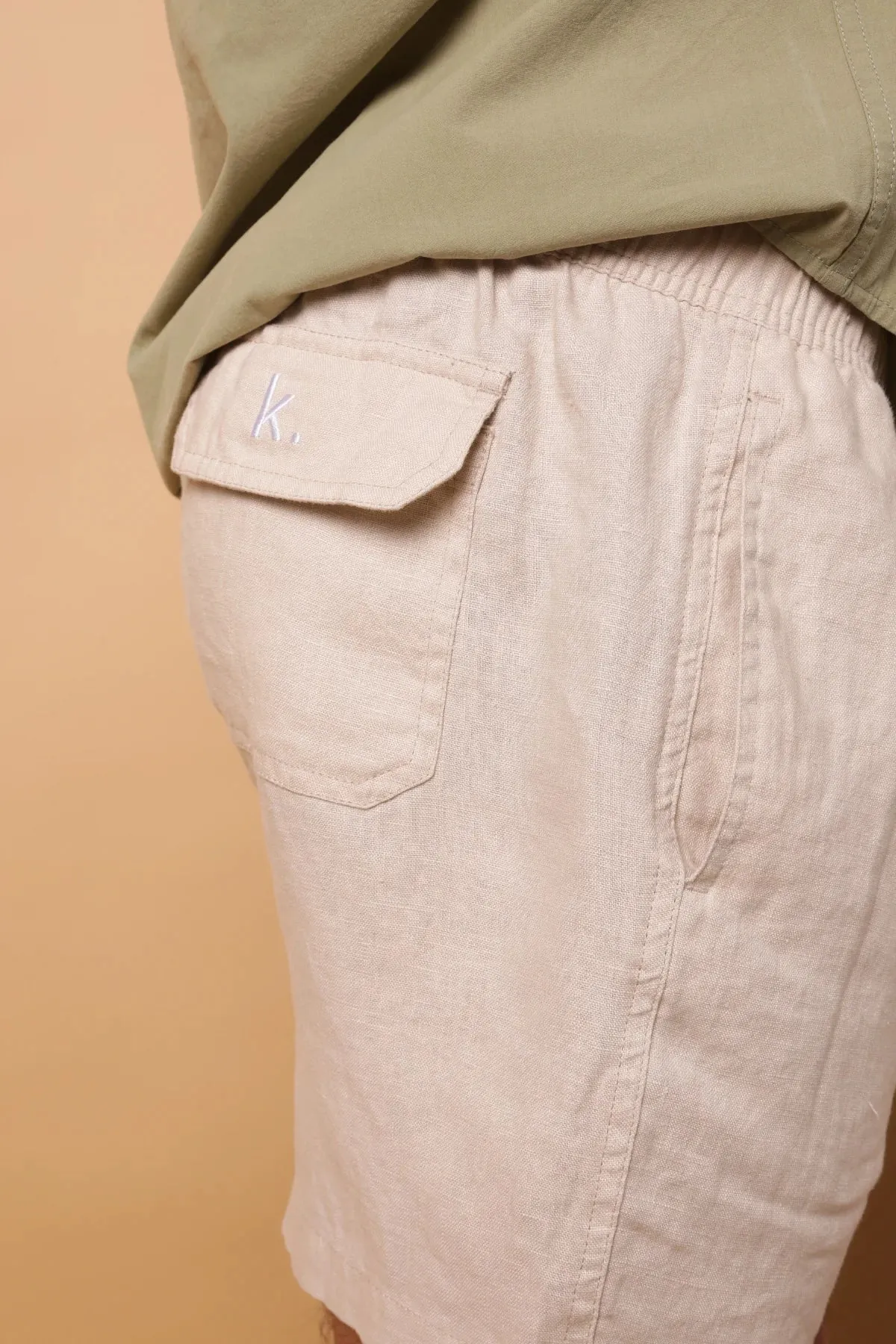 Amalfi Linen Shorts by KORE STUDIOS in Hay Color