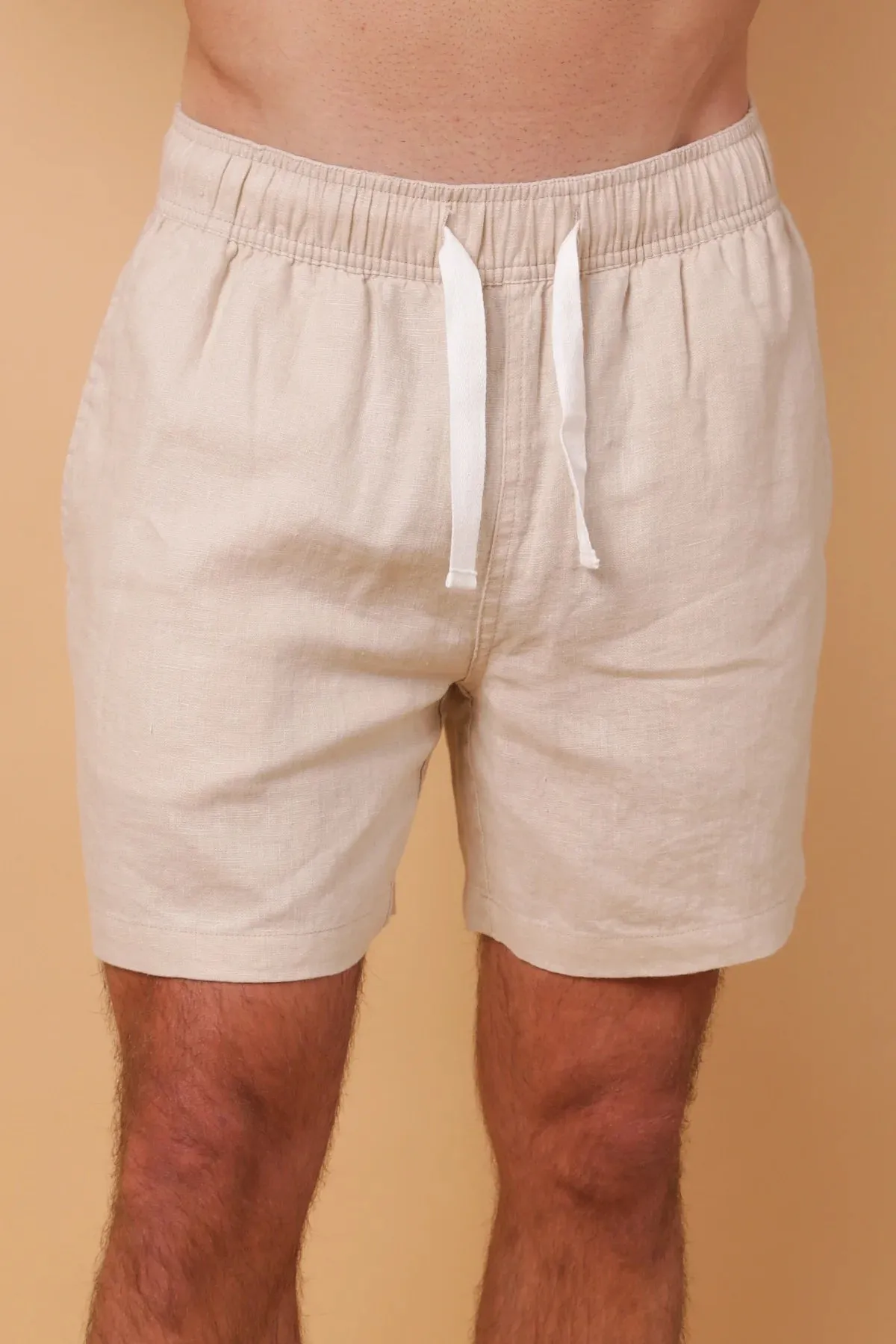 Amalfi Linen Shorts by KORE STUDIOS in Hay Color