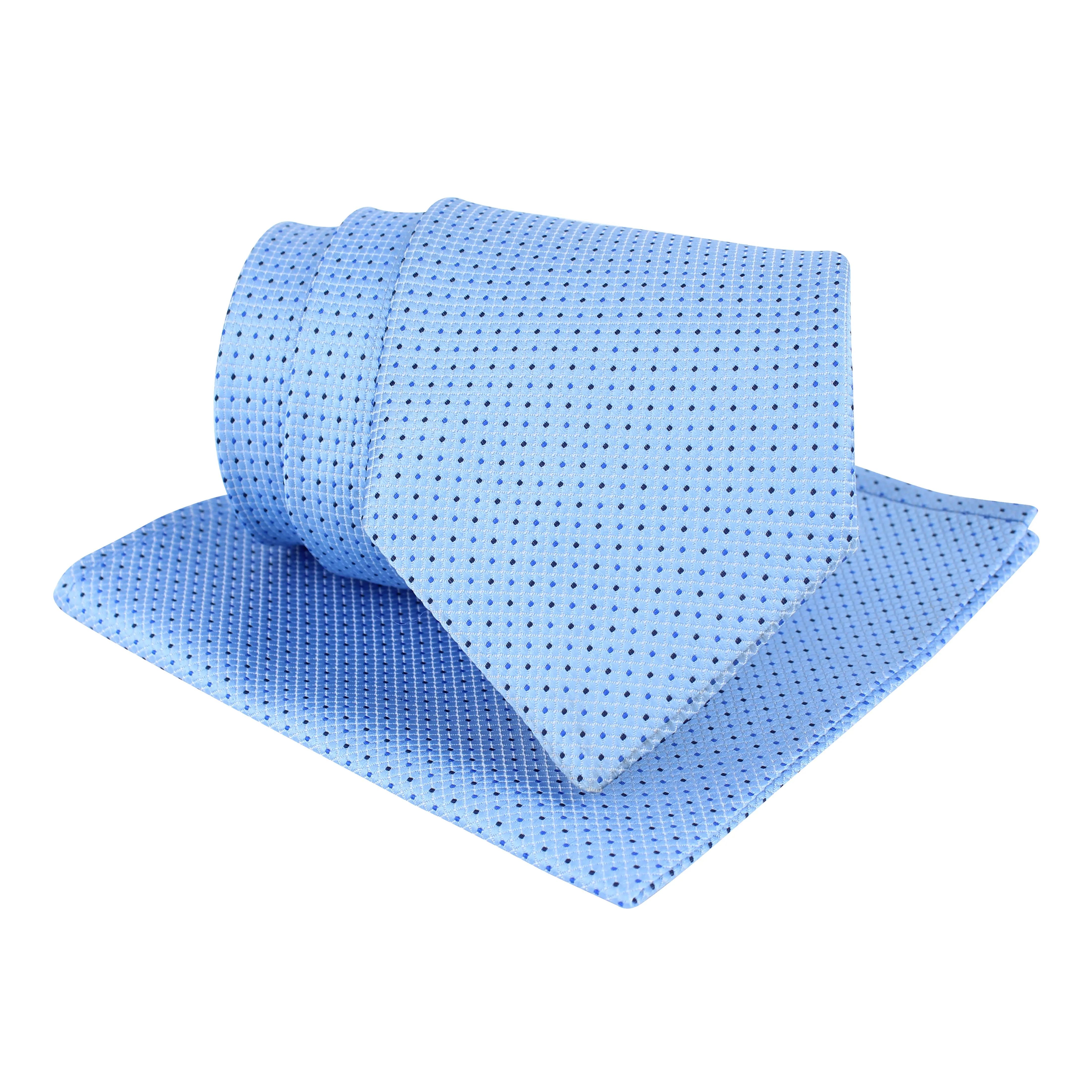 Kovove Graceful Cyan Polka Dot Necktie and Pocket Square Gift Box