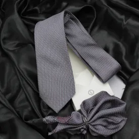 Kovove Gray Polka Dot Necktie and Pocket Square Gift Box