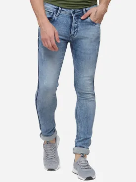 Light Blue Slim Fit Solid Jeans | Greenfibre