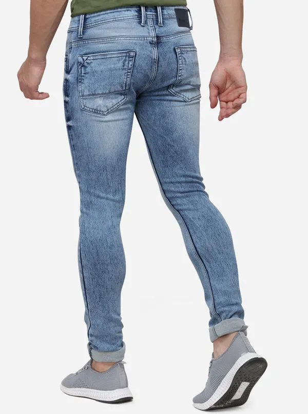 Light Blue Slim Fit Solid Jeans | Greenfibre