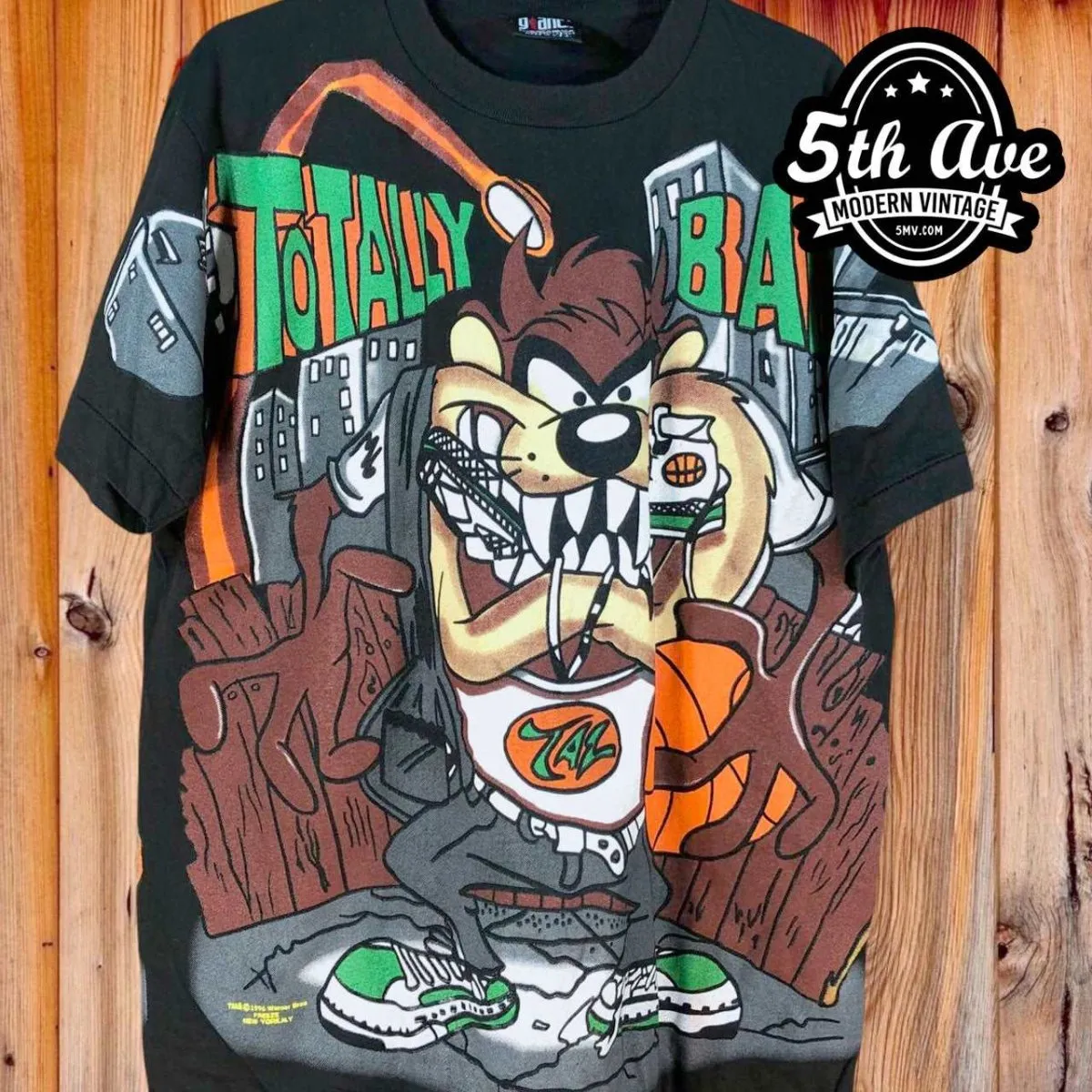 Looney Tunes Taz-Mania Totally Bad - AOP all over print New Vintage Animation T shirt