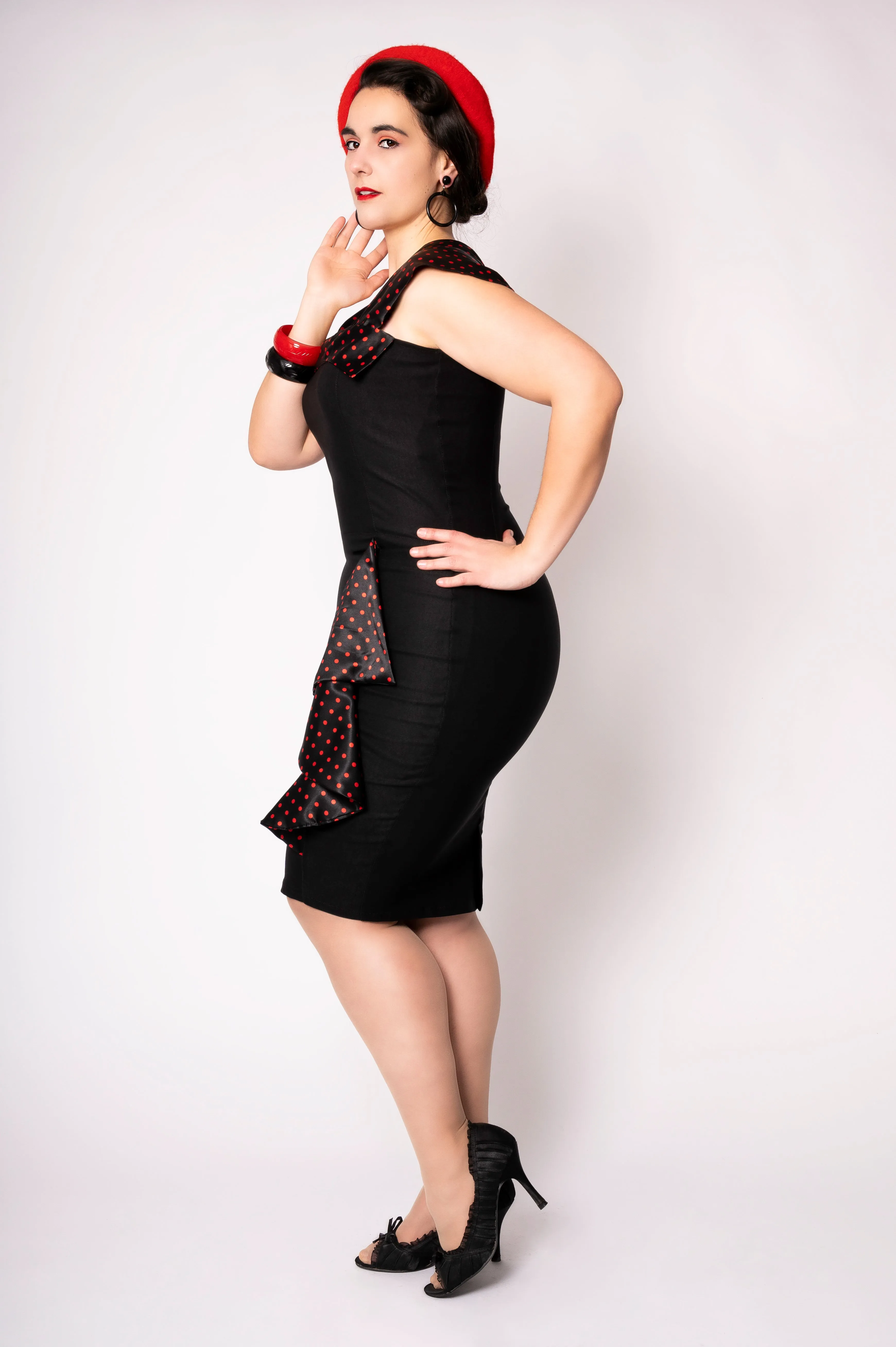 Love Affair dress - black/red polka dots