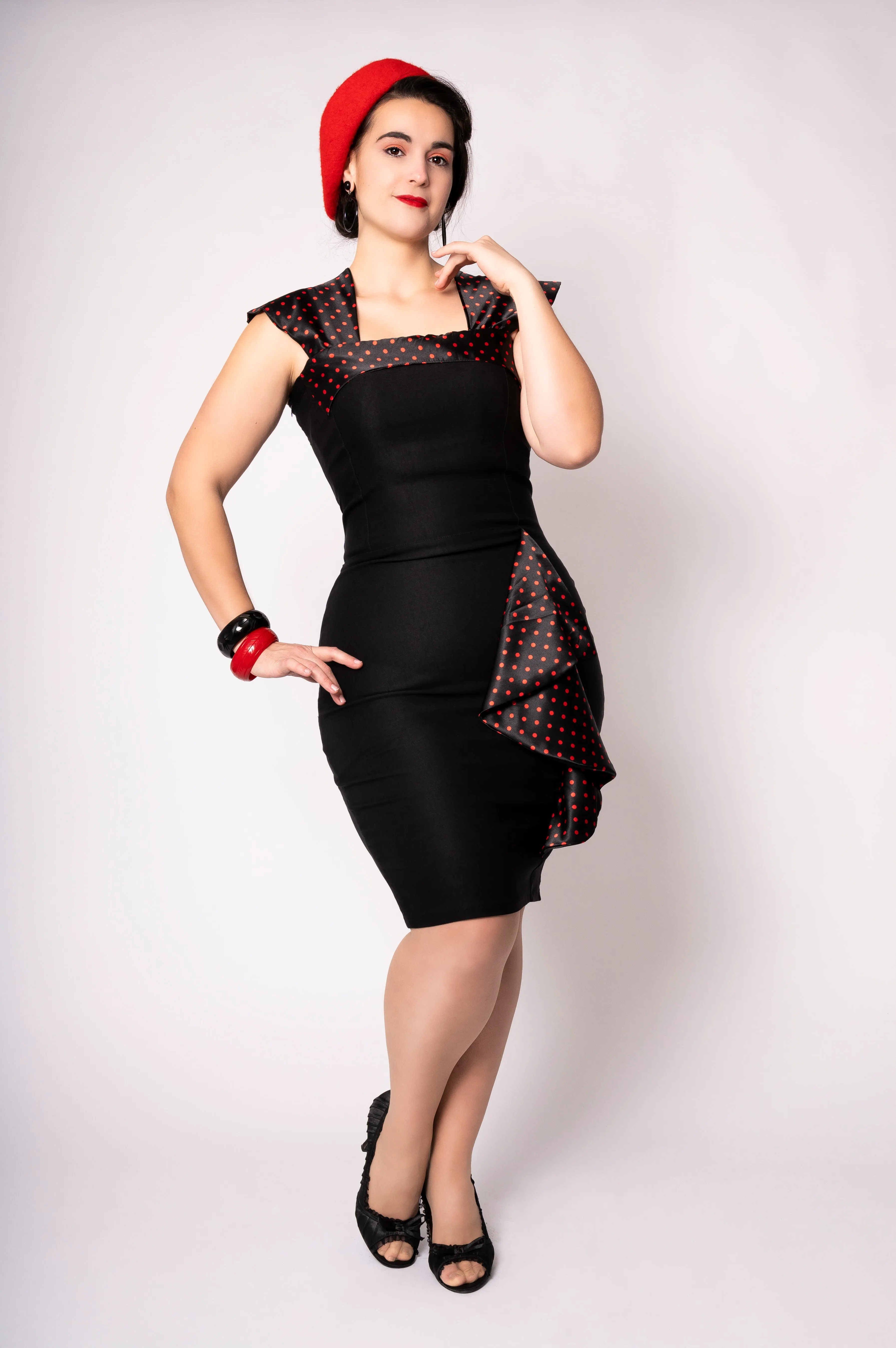 Love Affair dress - black/red polka dots