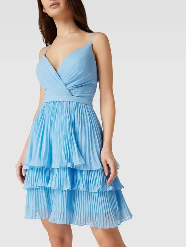 Luxuar lace-up cocktail dress, light blue