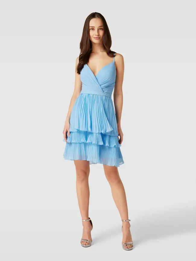 Luxuar lace-up cocktail dress, light blue