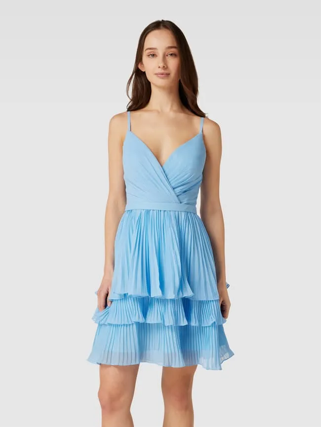 Luxuar lace-up cocktail dress, light blue