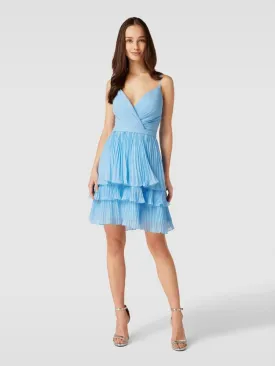 Luxuar lace-up cocktail dress, light blue