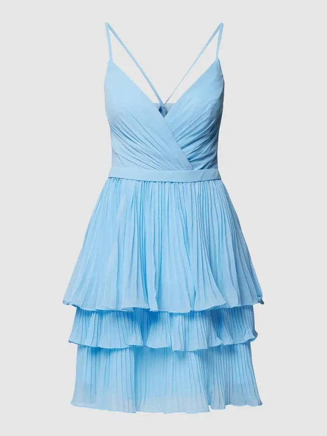 Luxuar lace-up cocktail dress, light blue