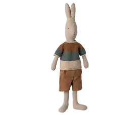 Maileg Rabbit in Knitted Shirt and Shorts - Size 4