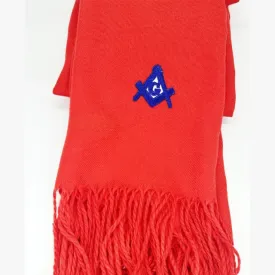 Master Mason Blue Lodge Scarf - Red Embroidery Cashmere