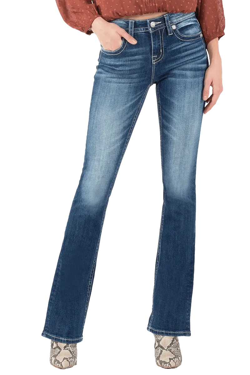 Miss Me Distressed M Chloe Mid Rise Boot Cut Jeans