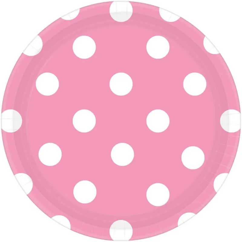 New Pink Polka Dots Plates - Dinner 8 Pkt