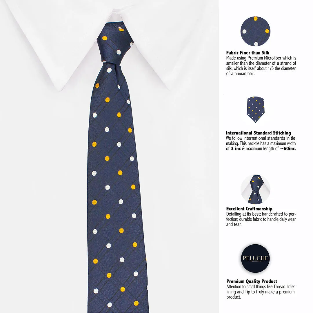 Peluche Dotted Blue Neck Tie & Pocket Square Set for Men