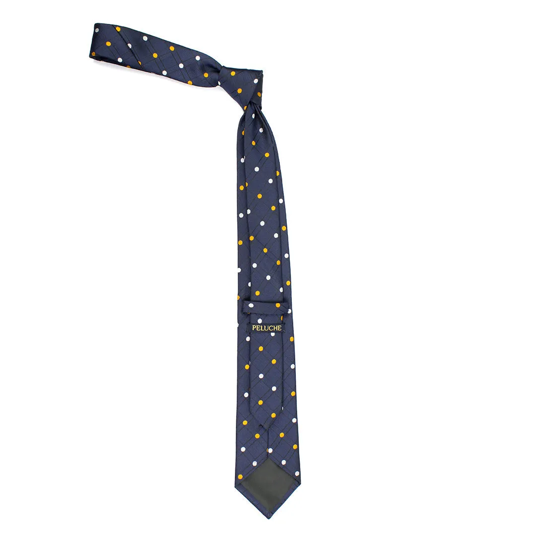 Peluche Dotted Blue Neck Tie & Pocket Square Set for Men